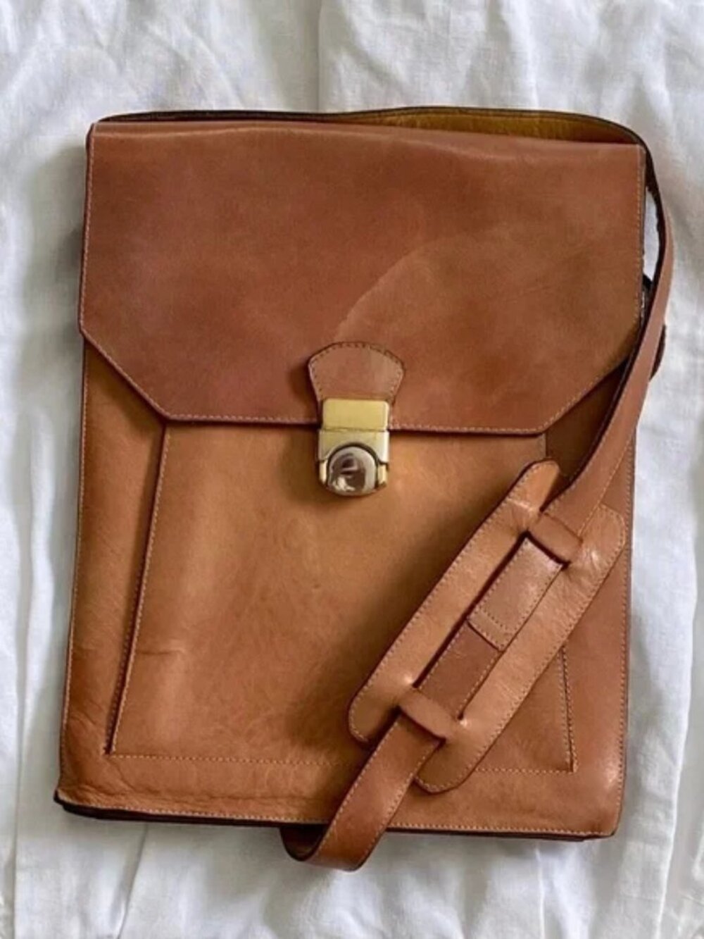 Vintage PONTE VECCHIO 100% leather caramel shoulder‎ Bag